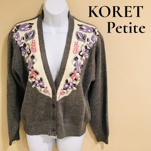 Vintage Lambswool & Angora Petite Cardigan Sweater